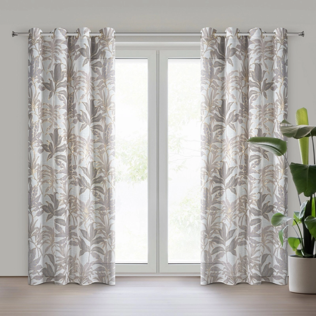 Záves 135x250 cm biely béžový na kovové krúžky ANELI