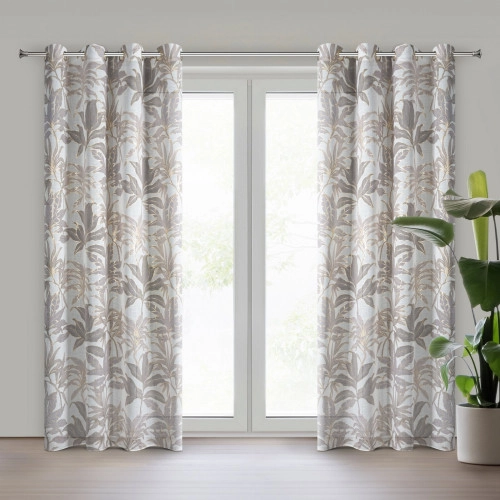 Záves 135x250 cm biely béžový na kovové krúžky ANELI