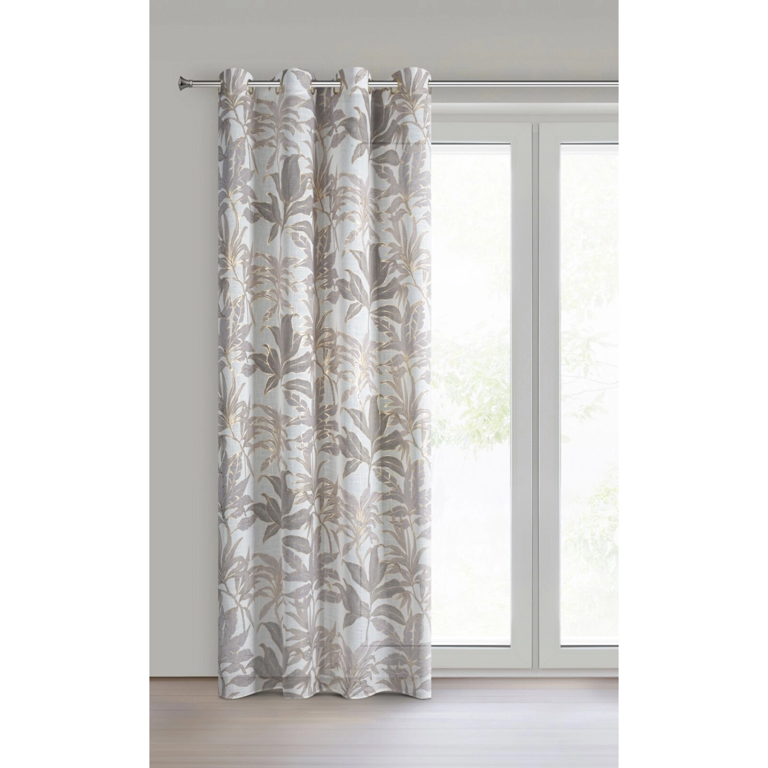 Záves 135x250 cm biely béžový na kovové krúžky ANELI