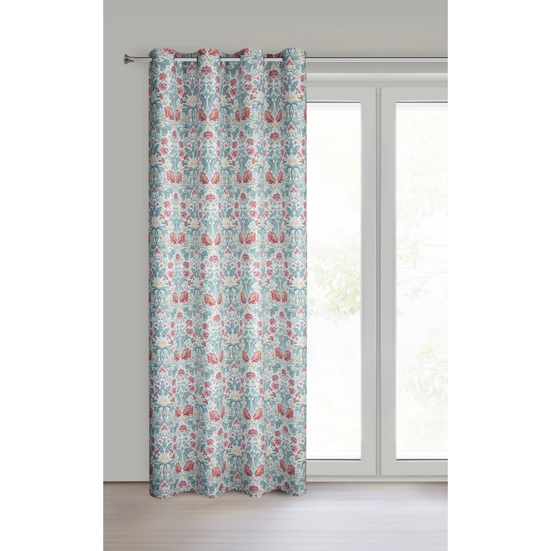 Záves 135x250 cm biely bordový na kovové krúžky ASHLEY