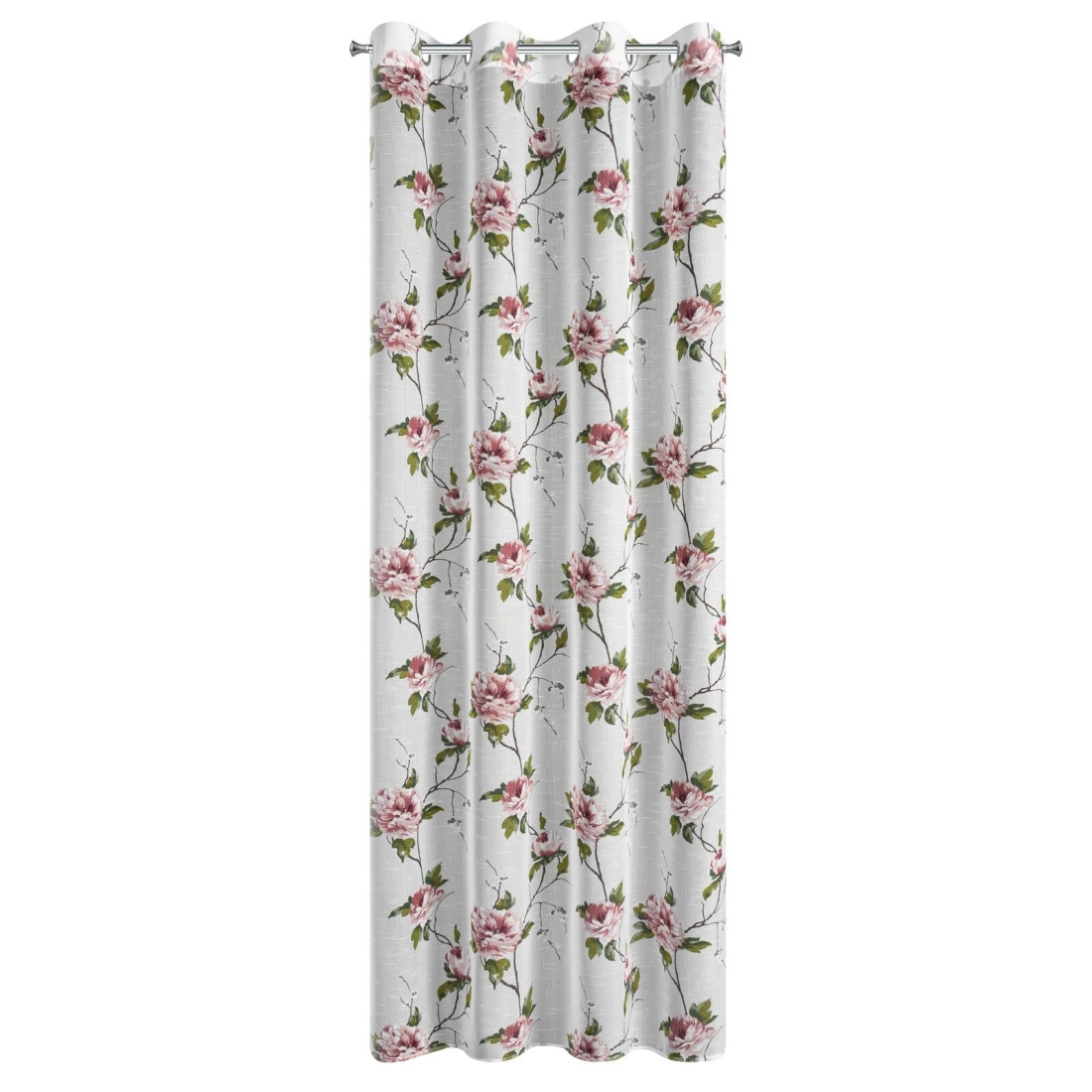 Záves 135x250 cm biely ružový na kovové krúžky RUTH