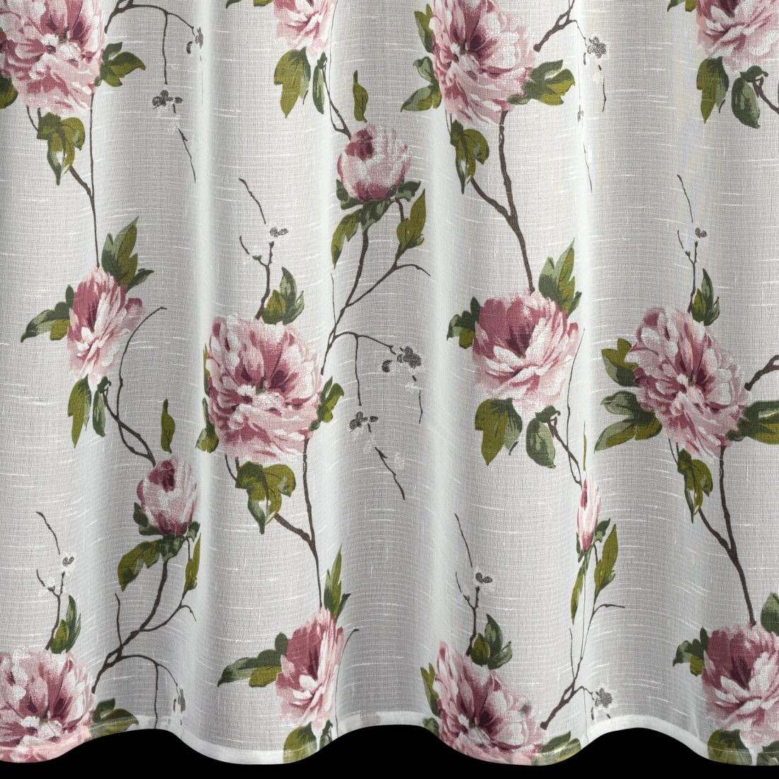 Záves 135x250 cm biely ružový na kovové krúžky RUTH
