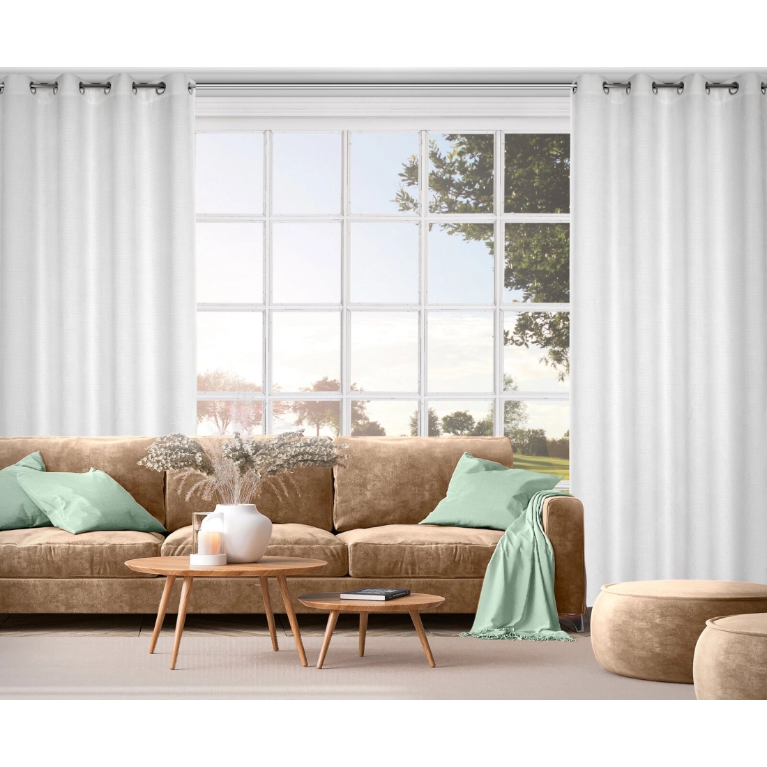 Záves 135x250 cm biely zamatový na kovové krúžky ALETA