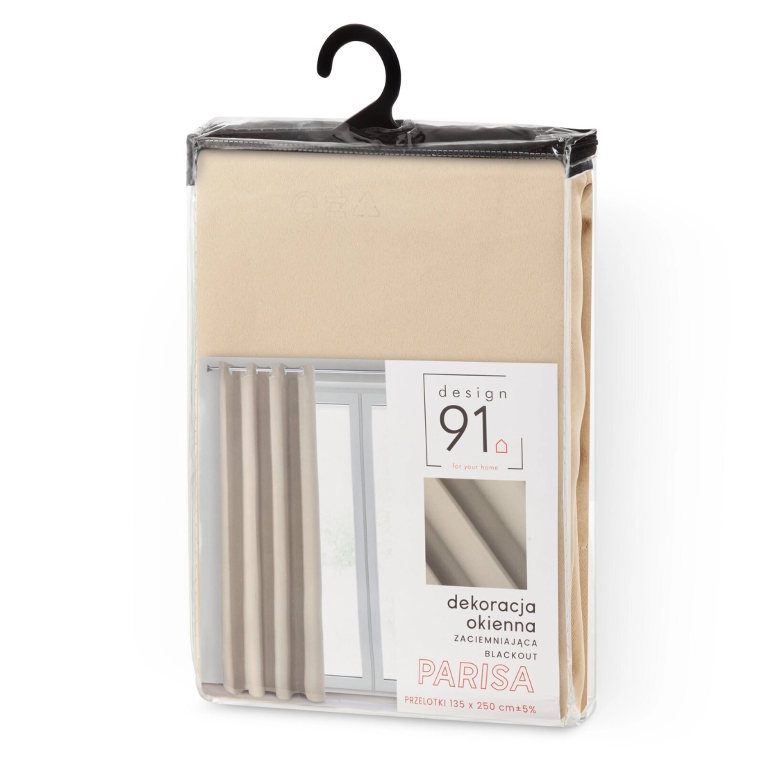 Závěs 135 x 250 cm blackout béžový na kovových kroužcích PARISA Design 91