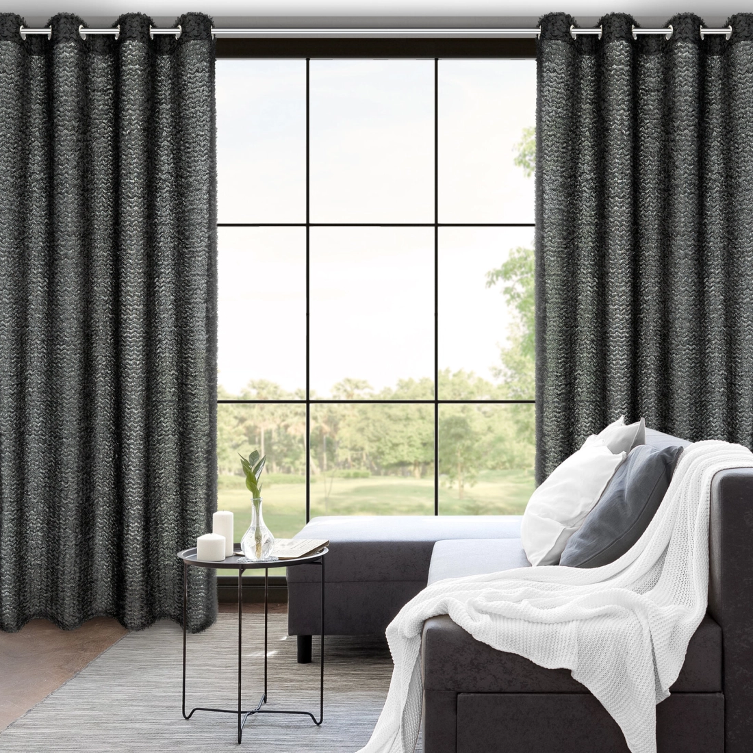 Záves 135x250 cm čierny na kovové krúžky TIFFANY Eva Minge