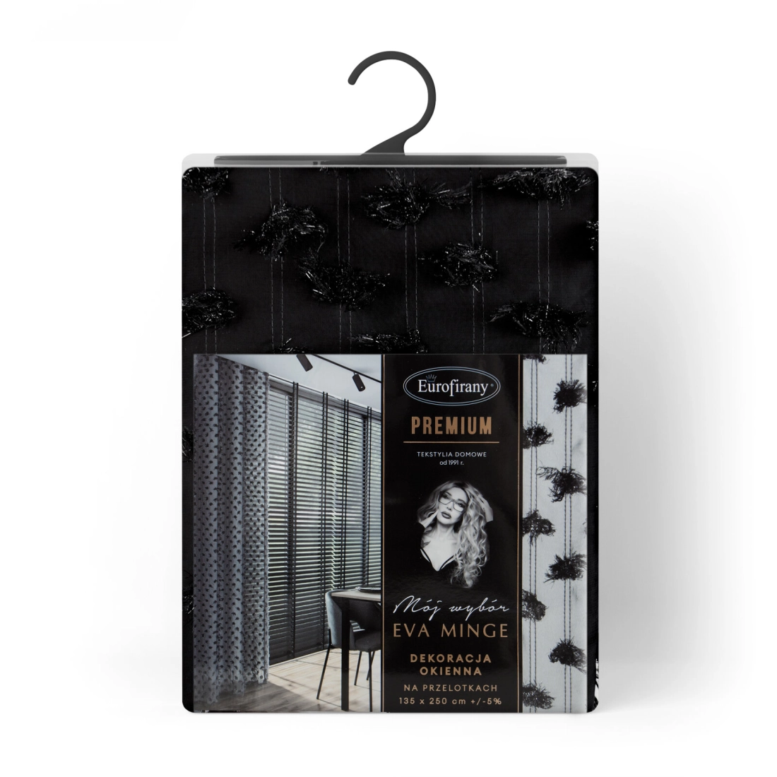 Záves 135x250 cm čierny šifónový na kovové krúžky AURELIA Eva Minge