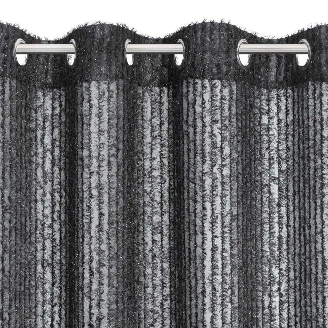 Záves 135x250 cm čierny šifónový na kovové krúžky SELMA Eva Minge