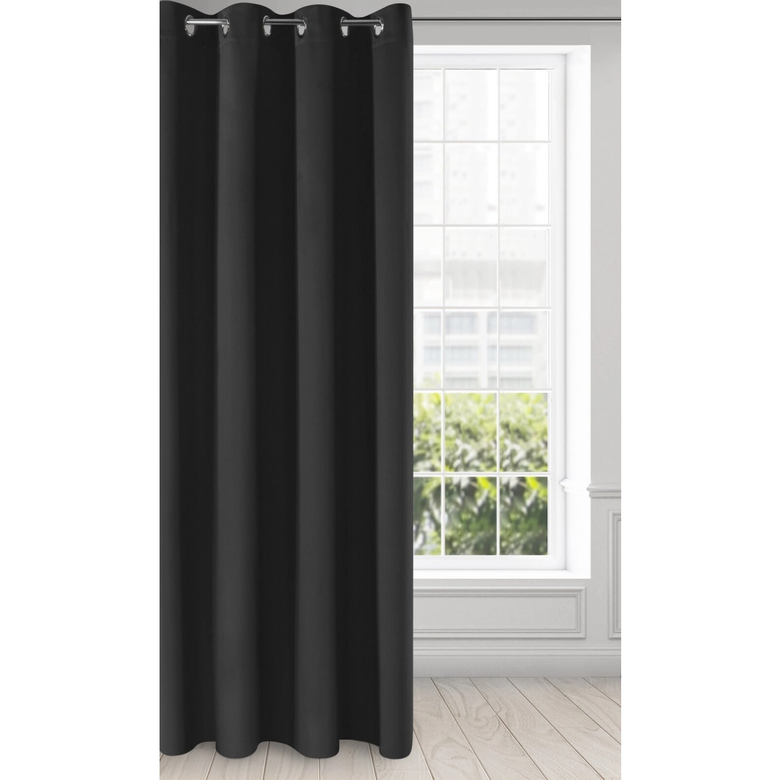 Záves 135x250 cm matný čierny na kovové krúžky ADLEY