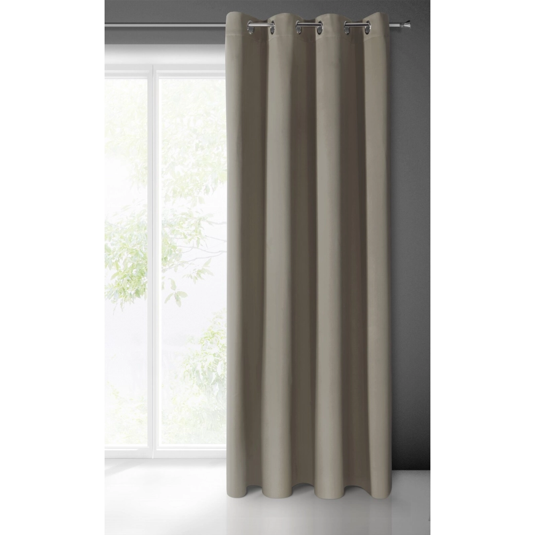 Záves 135x250 cm matný tmavobéžový na kovové krúžky BLACKOUT
