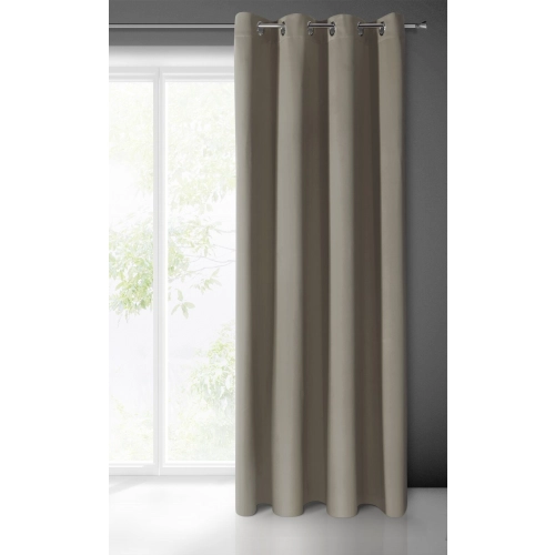 Záves 135x250 cm matný tmavobéžový na kovové krúžky BLACKOUT