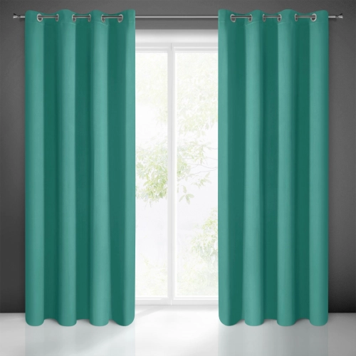 Záves 135x250 cm matný tyrkysový na kovové krúžky BLACKOUT