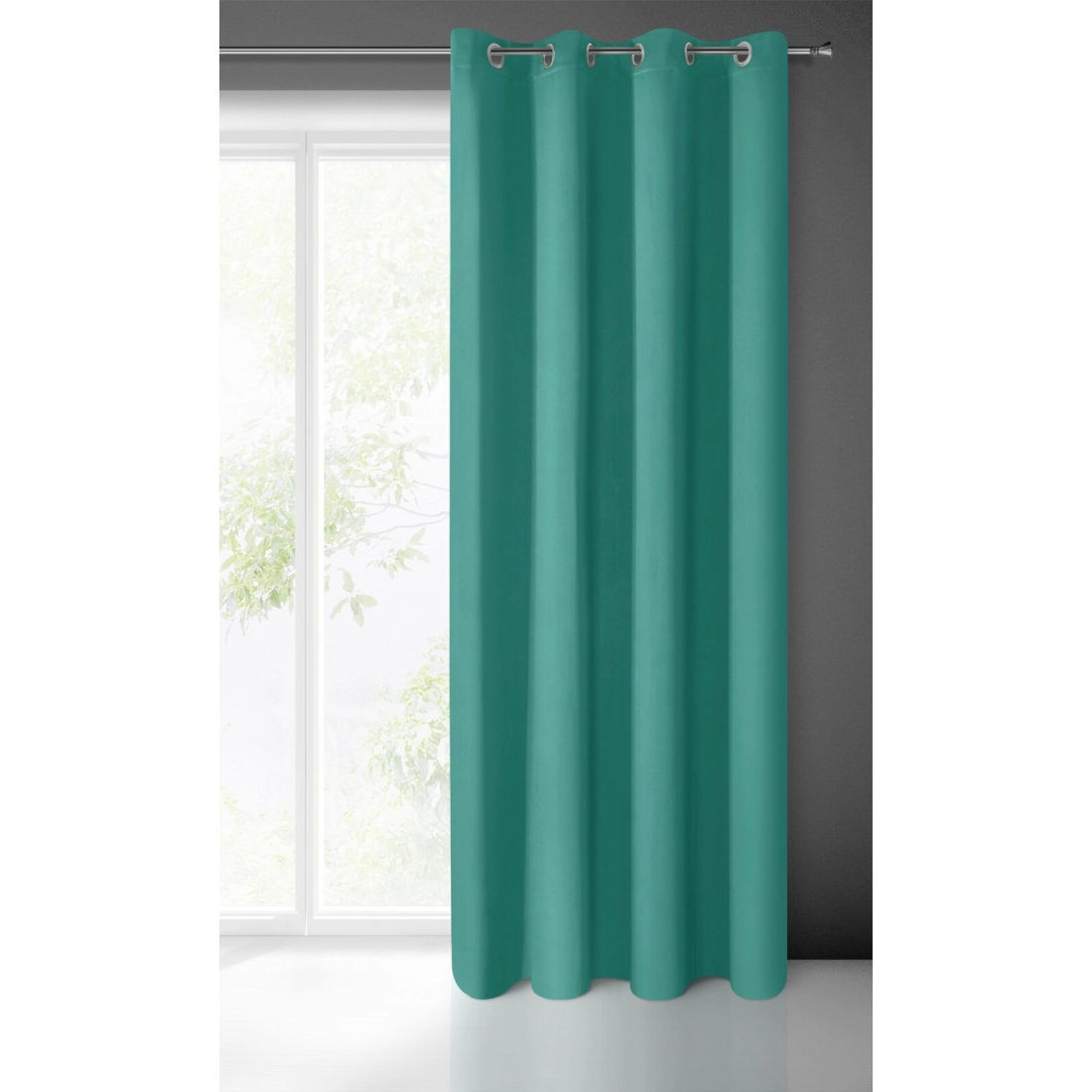 Záves 135x250 cm matný tyrkysový na kovové krúžky BLACKOUT