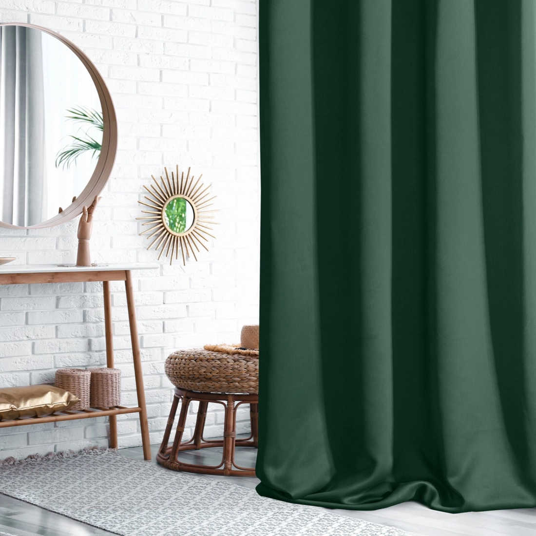 Záves 135x250 cm matný zelený na kovové krúžky BLACKOUT