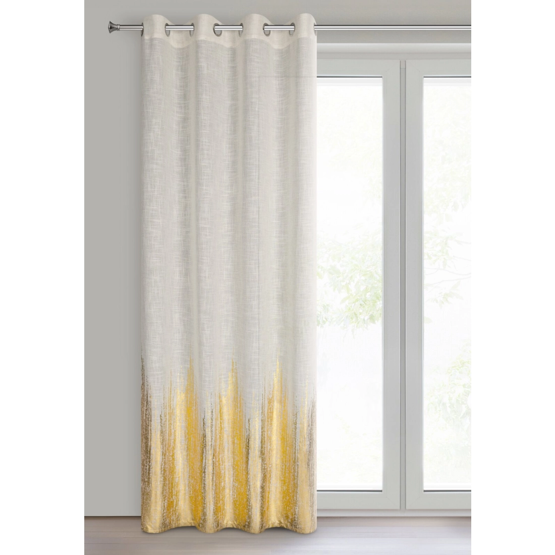 Záves 135x250 cm prírodný so zlatistou potlačou na kovové krúžky IMANI