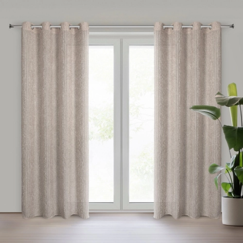 Béžová šifonová záclona 135x250 cm na kovových kroužcích SELMA Eva Minge