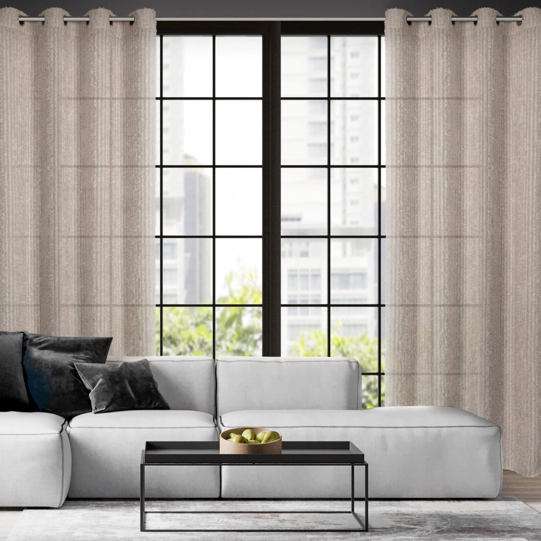 Záves 135x250 cm šifónový béžový na kovové krúžky SELMA Eva Minge