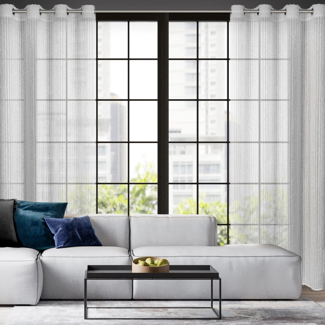 Záves 135x250 cm šifónový biely na kovové krúžky SELMA Eva Minge