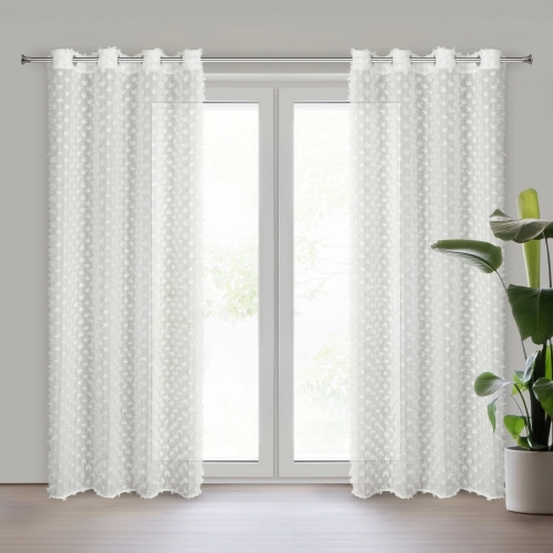 Záves 135x250 cm šifónový krémový na kovové krúžky AURELIA Eva Minge