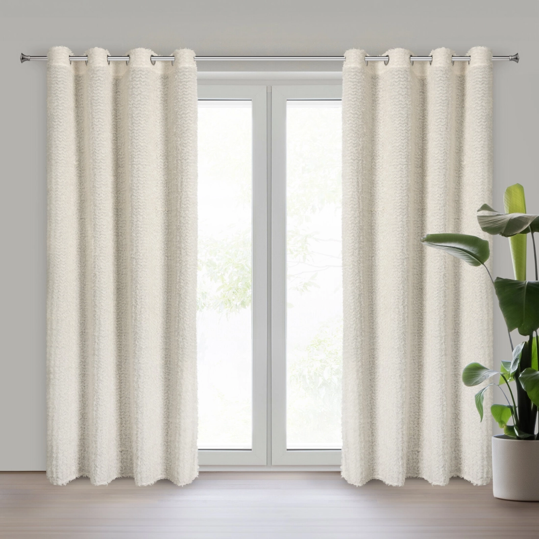 Záves 135x250 cm šifónový krémový na kovové krúžky TIFFANY Eva Minge