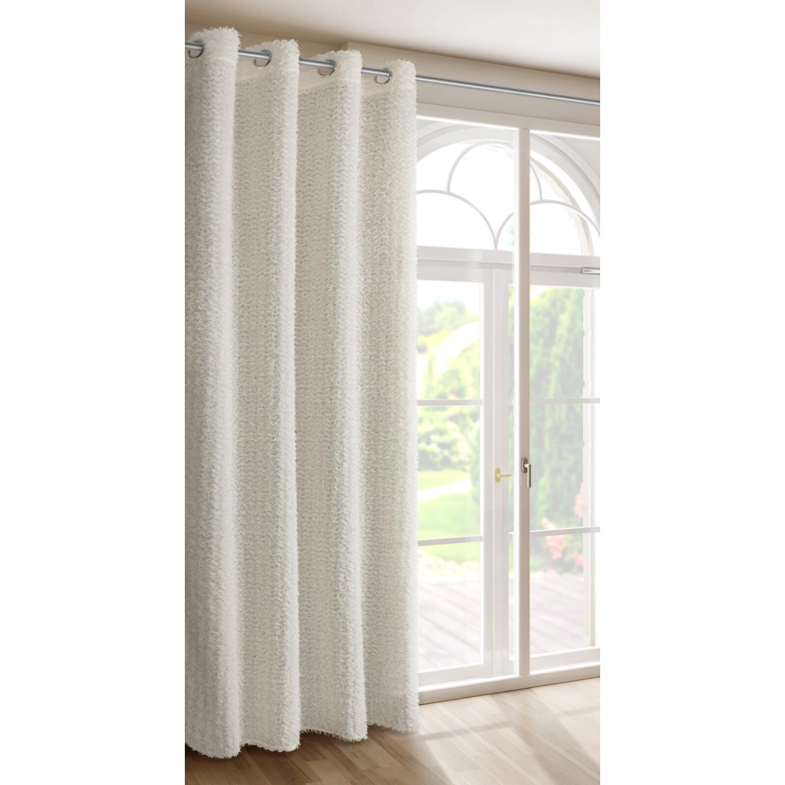 Záves 135x250 cm šifónový krémový na kovové krúžky TIFFANY Eva Minge