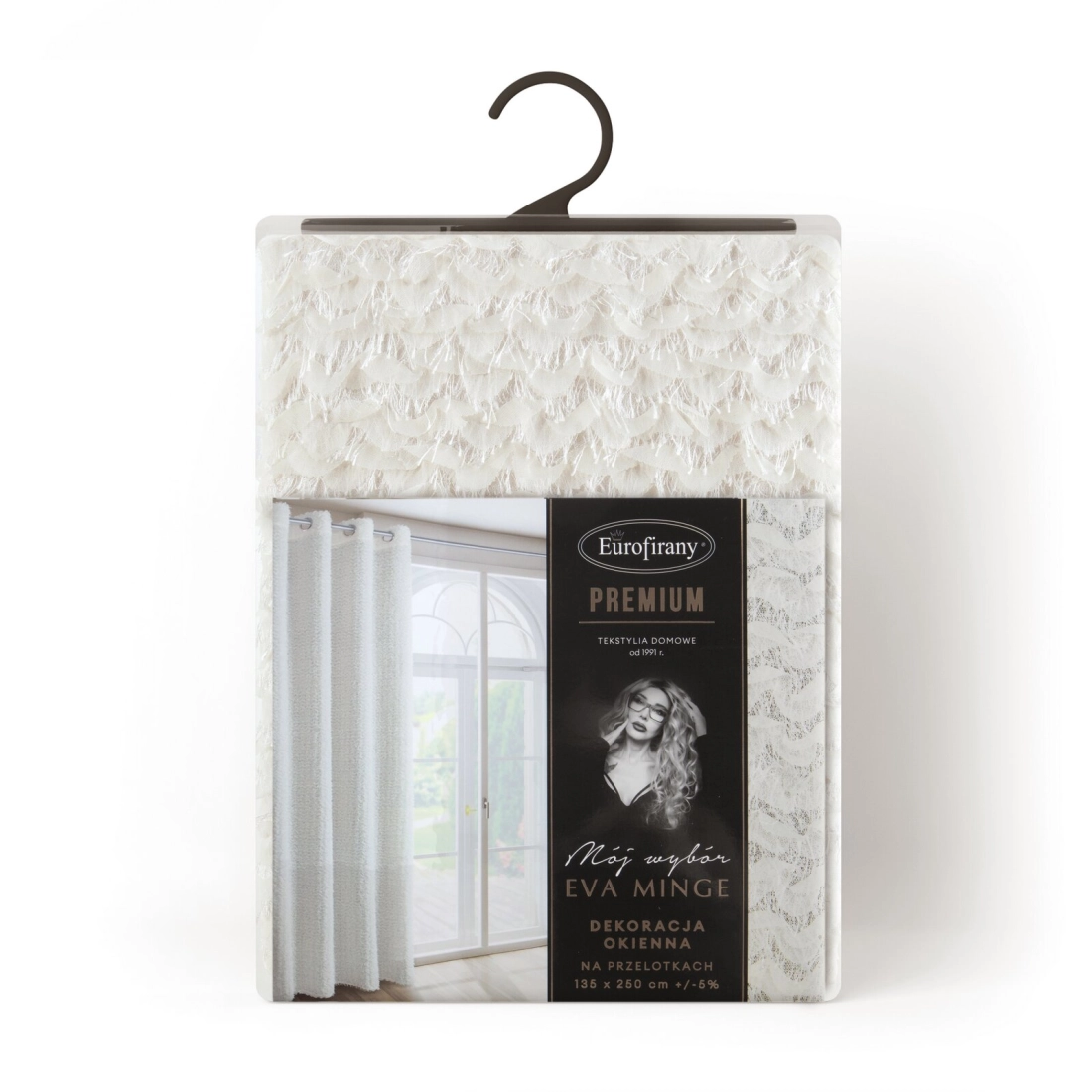 Záves 135x250 cm šifónový krémový na kovové krúžky TIFFANY Eva Minge