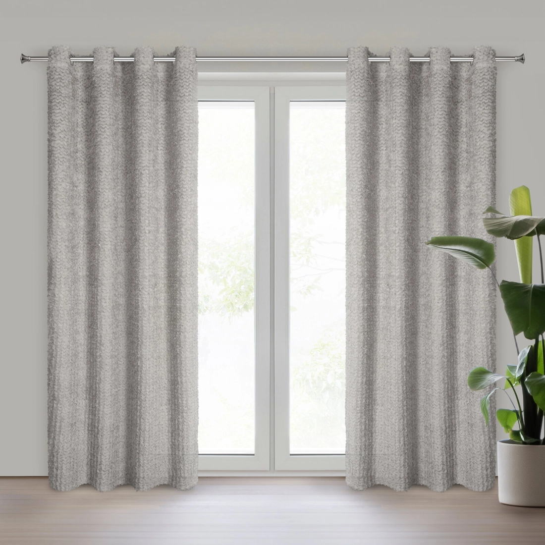 Záves 135x250 cm strieborný na kovové krúžky TIFFANY Eva Minge