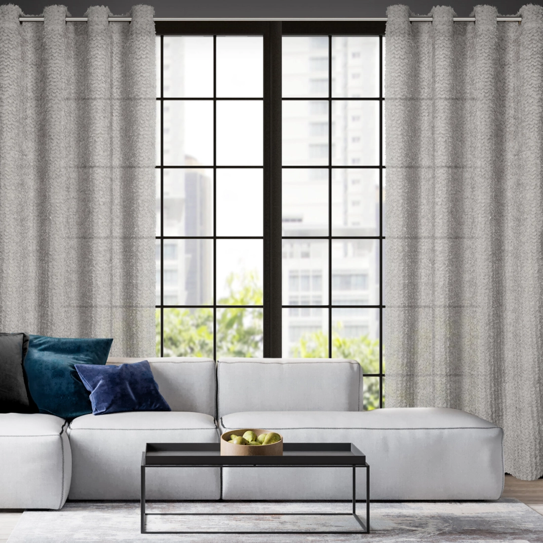 Záves 135x250 cm strieborný na kovové krúžky TIFFANY Eva Minge