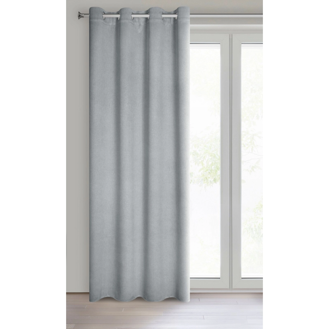 Závěs 135 × 250 cm stříbrný zatemňovací s kovovými kroužky CARLO