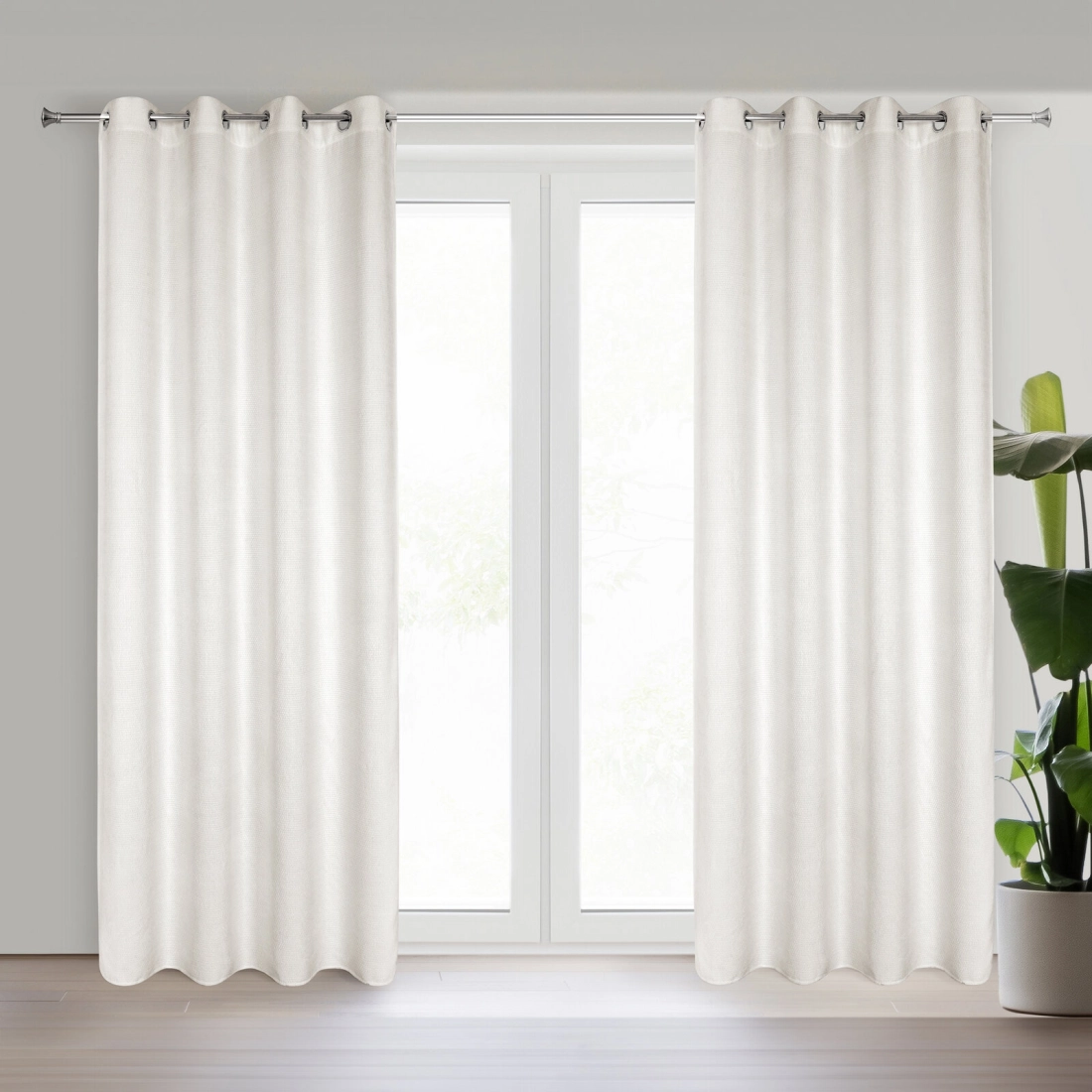 Záves 135x250 cm svetlobéžový szenilový na kovové krúžky ALETA