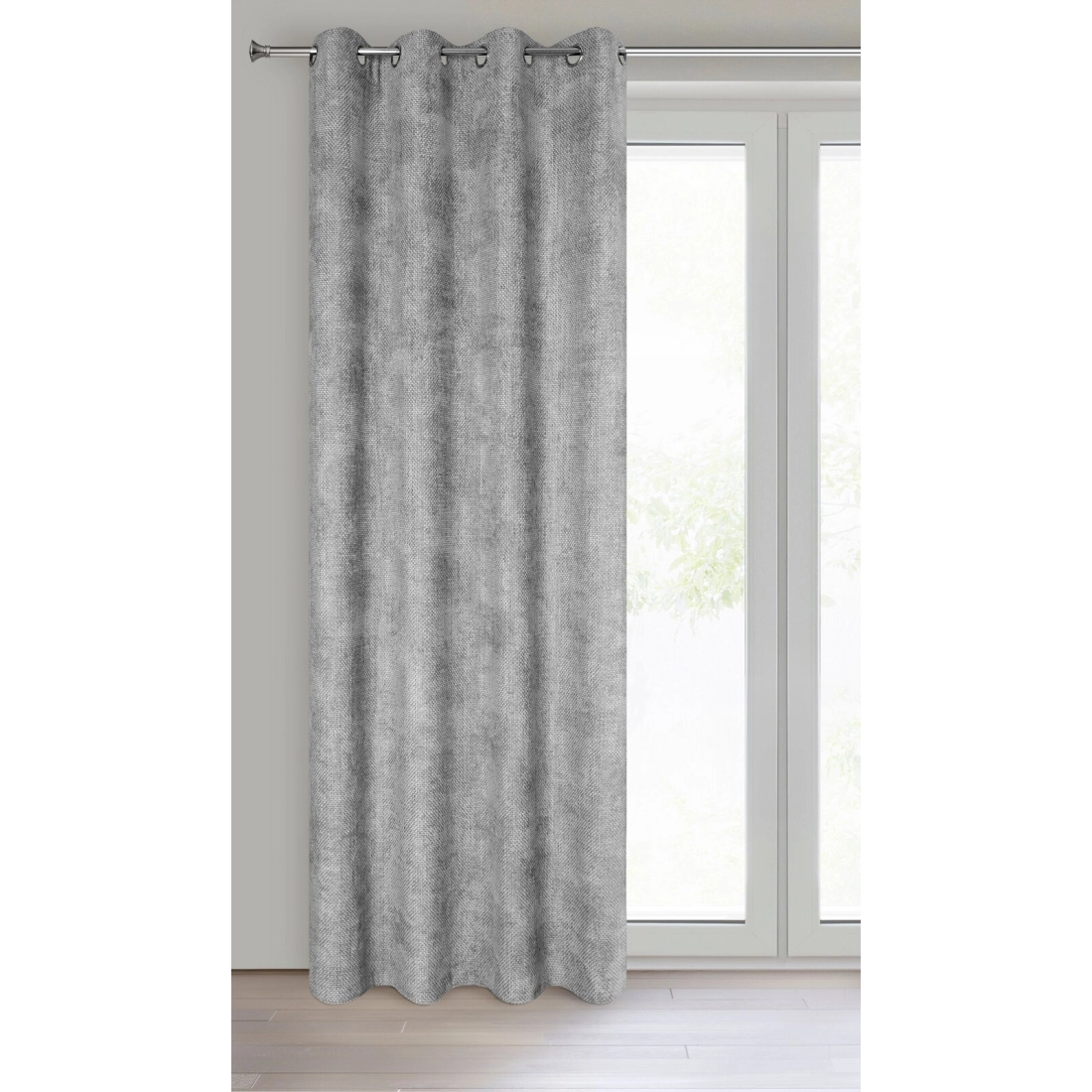 Záves 135x250 cm szenilový sivý na kovové krúžky ALETA