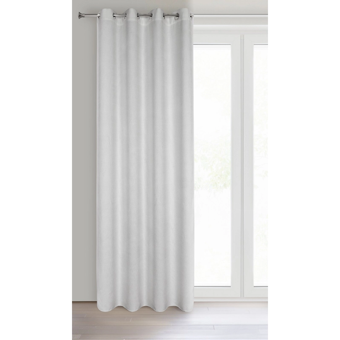 Záves 135x250 cm szenilový strieborný na kovové krúžky ALETA