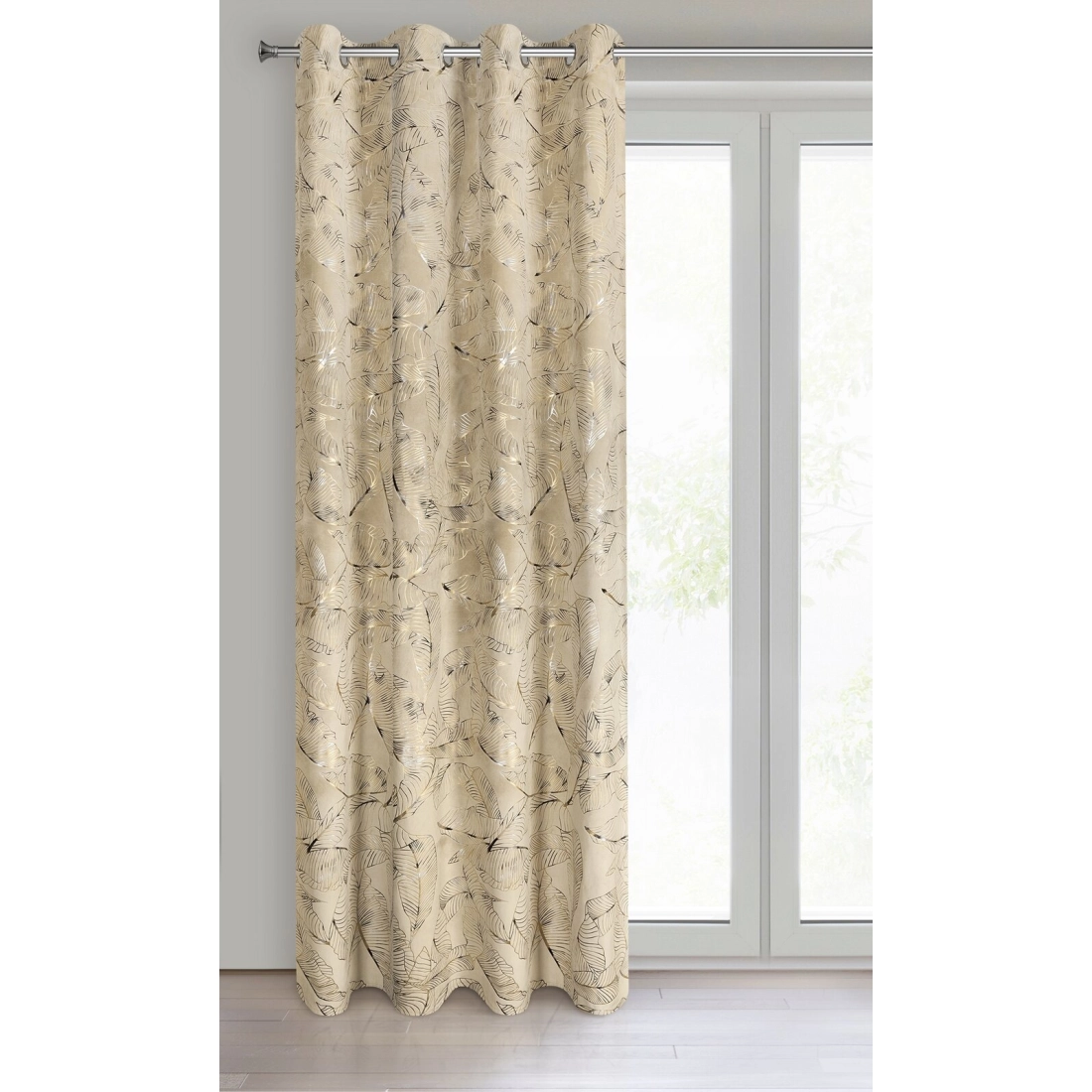 Záves 135x250 cm zamatový béžový šampanský na kovové krúžky ODETA