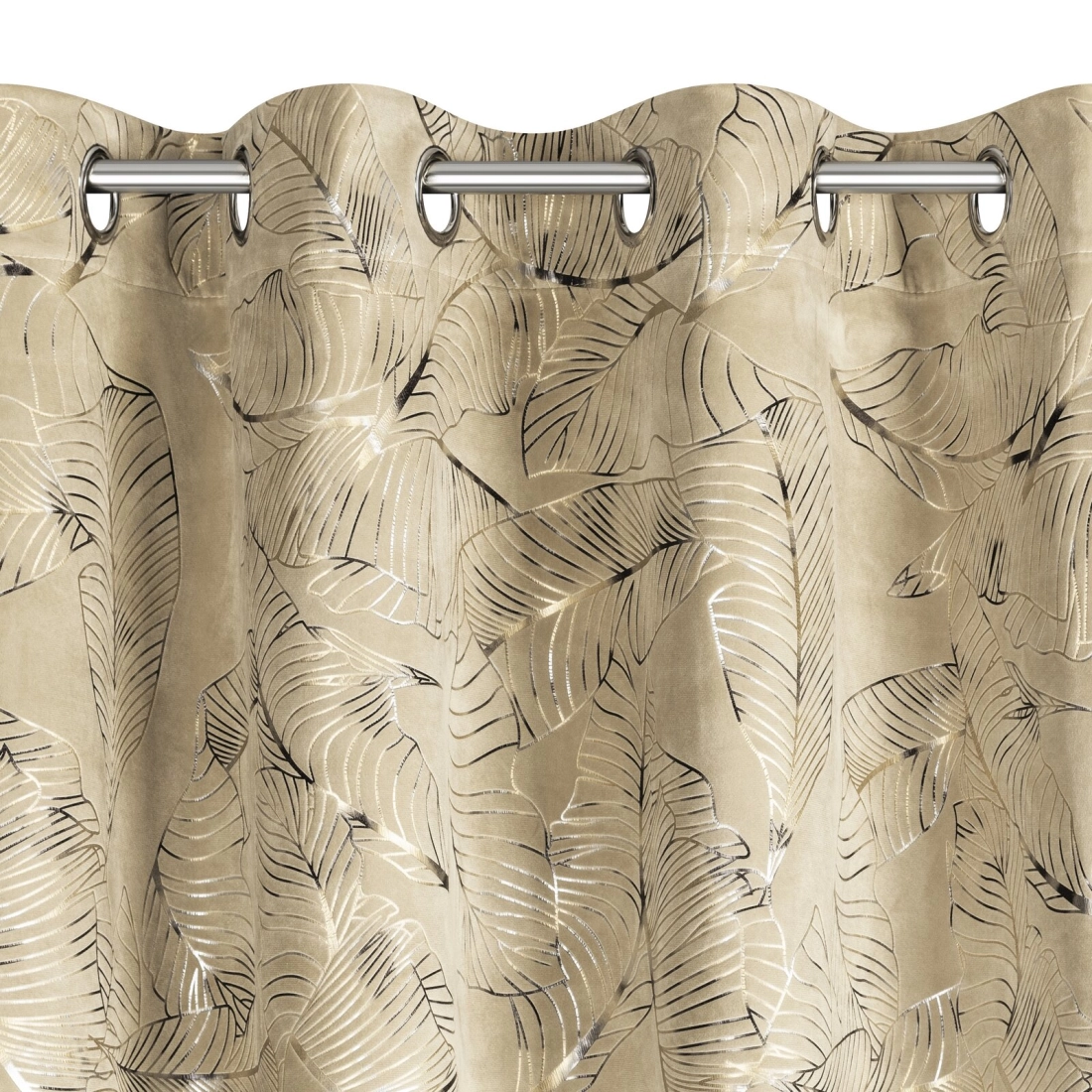 Záves 135x250 cm zamatový béžový šampanský na kovové krúžky ODETA