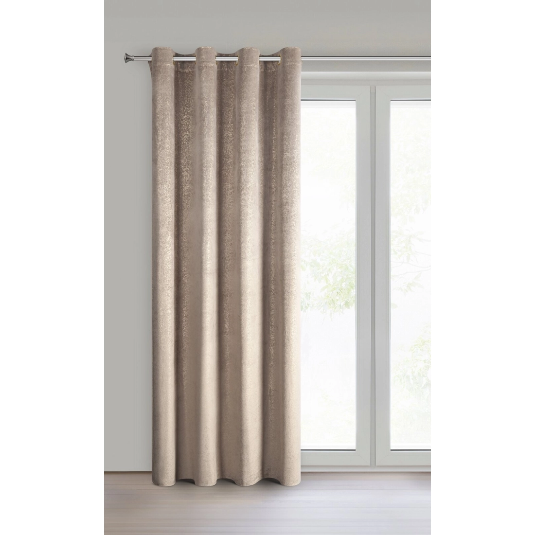 Záves 135x250 cm zamatový hnedo zlatý na kovové krúžky BETHY