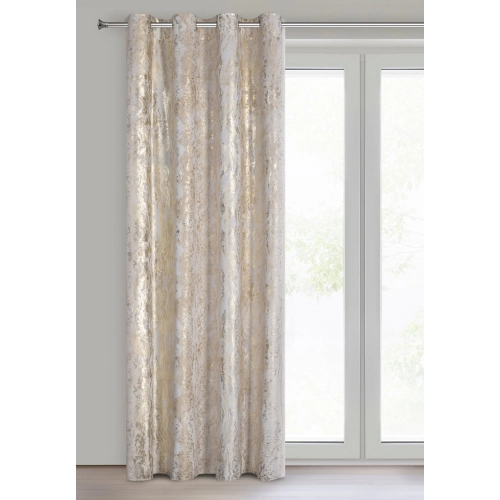 Záves 135x250 cm zamatový krémový šampanský na kovové krúžky SOFI