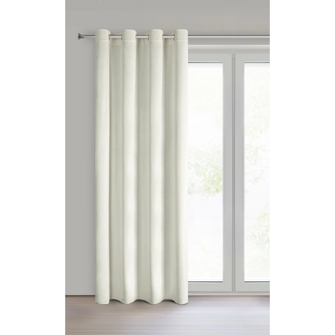 Záves 135x250 cm zamatový krémový zlatý na kovové krúžky BETHY