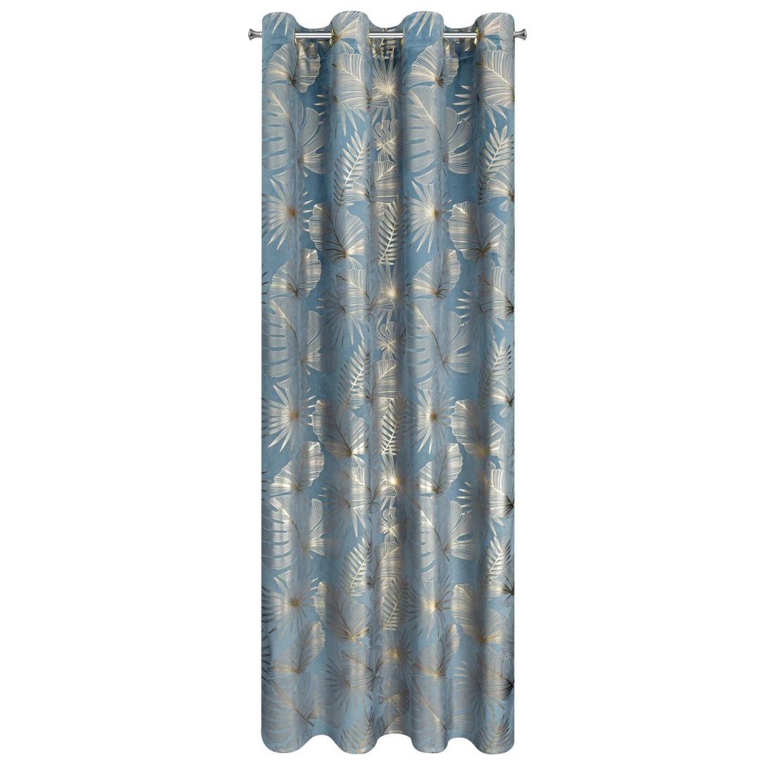 Záves 135x250 cm zamatový modrý a šampanský na kovové krúžky ARIA