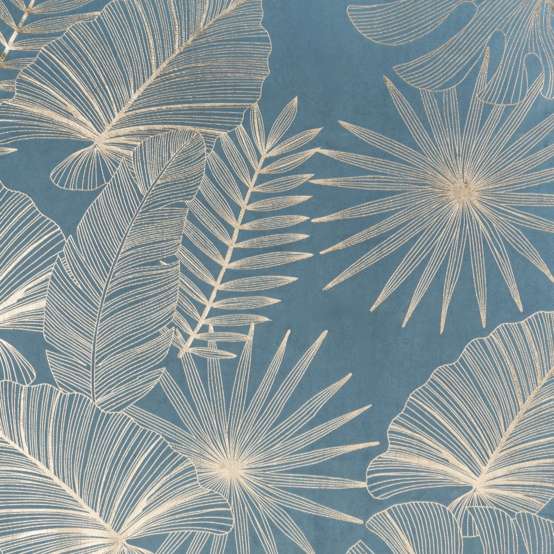 Záves 135x250 cm zamatový modrý a šampanský na kovové krúžky ARIA