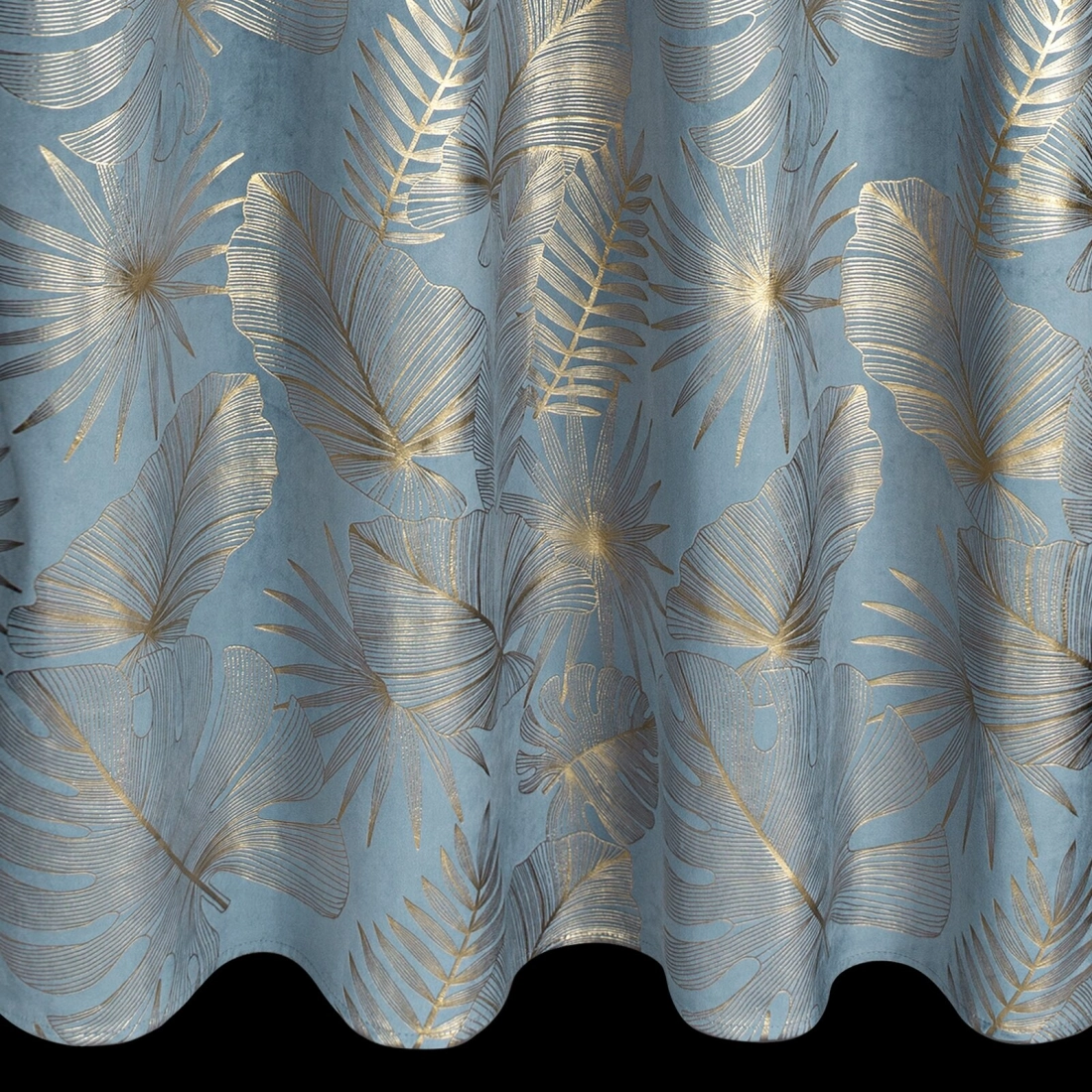 Záves 135x250 cm zamatový modrý a šampanský na kovové krúžky ARIA