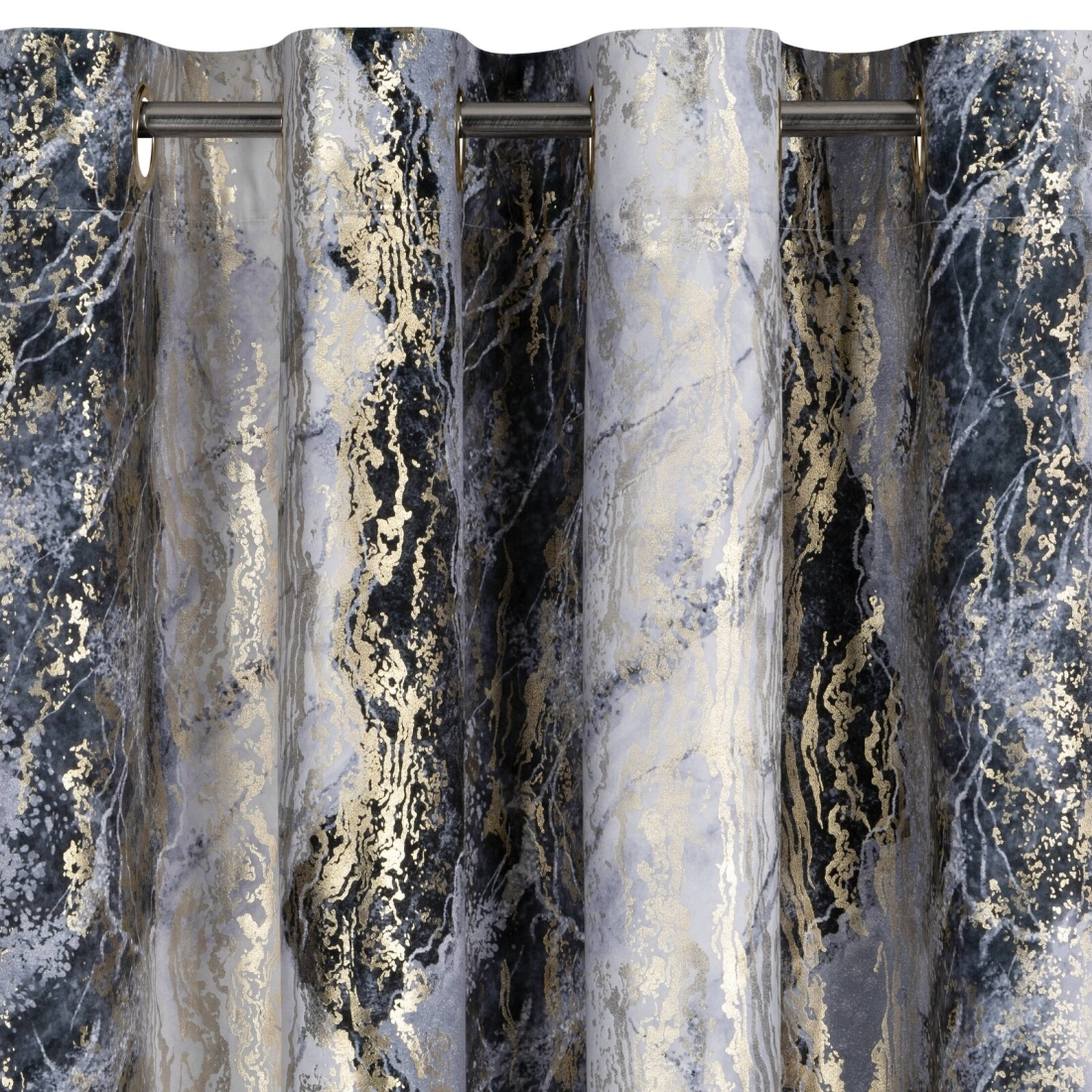 Záves 135x250 cm zamatový oceľový a šampanský na kovové krúžky SOFI