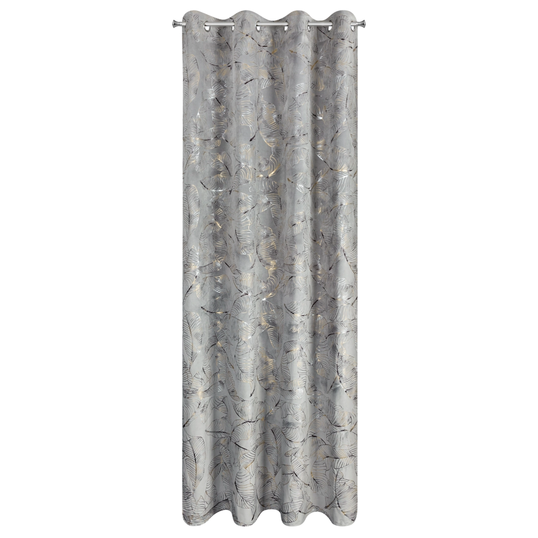 Záves 135x250 cm zamatový oceľový zlatistý na kovové krúžky ODETA