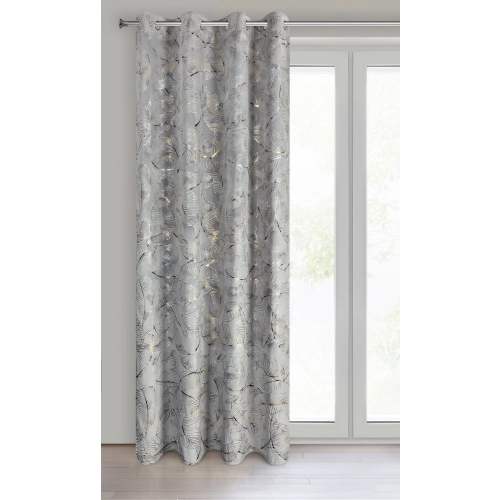 Záves 135x250 cm zamatový oceľový zlatistý na kovové krúžky ODETA