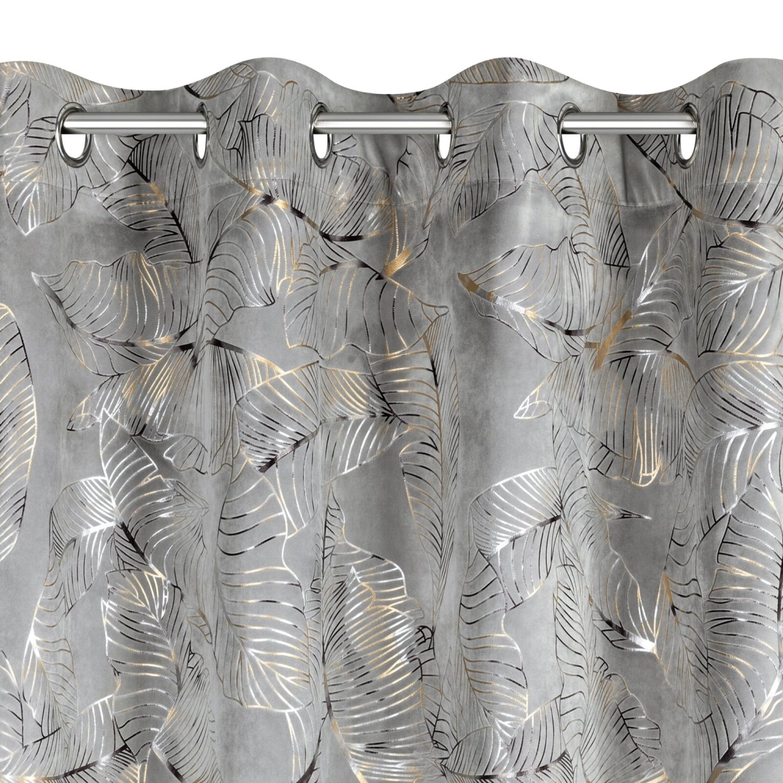 Záves 135x250 cm zamatový oceľový zlatistý na kovové krúžky ODETA