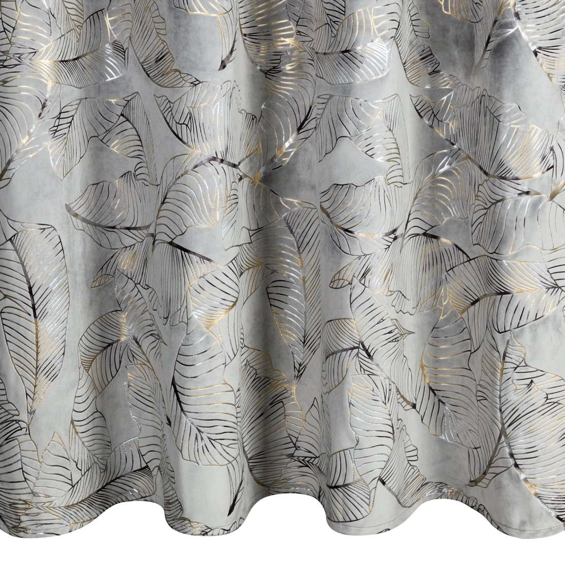 Záves 135x250 cm zamatový oceľový zlatistý na kovové krúžky ODETA