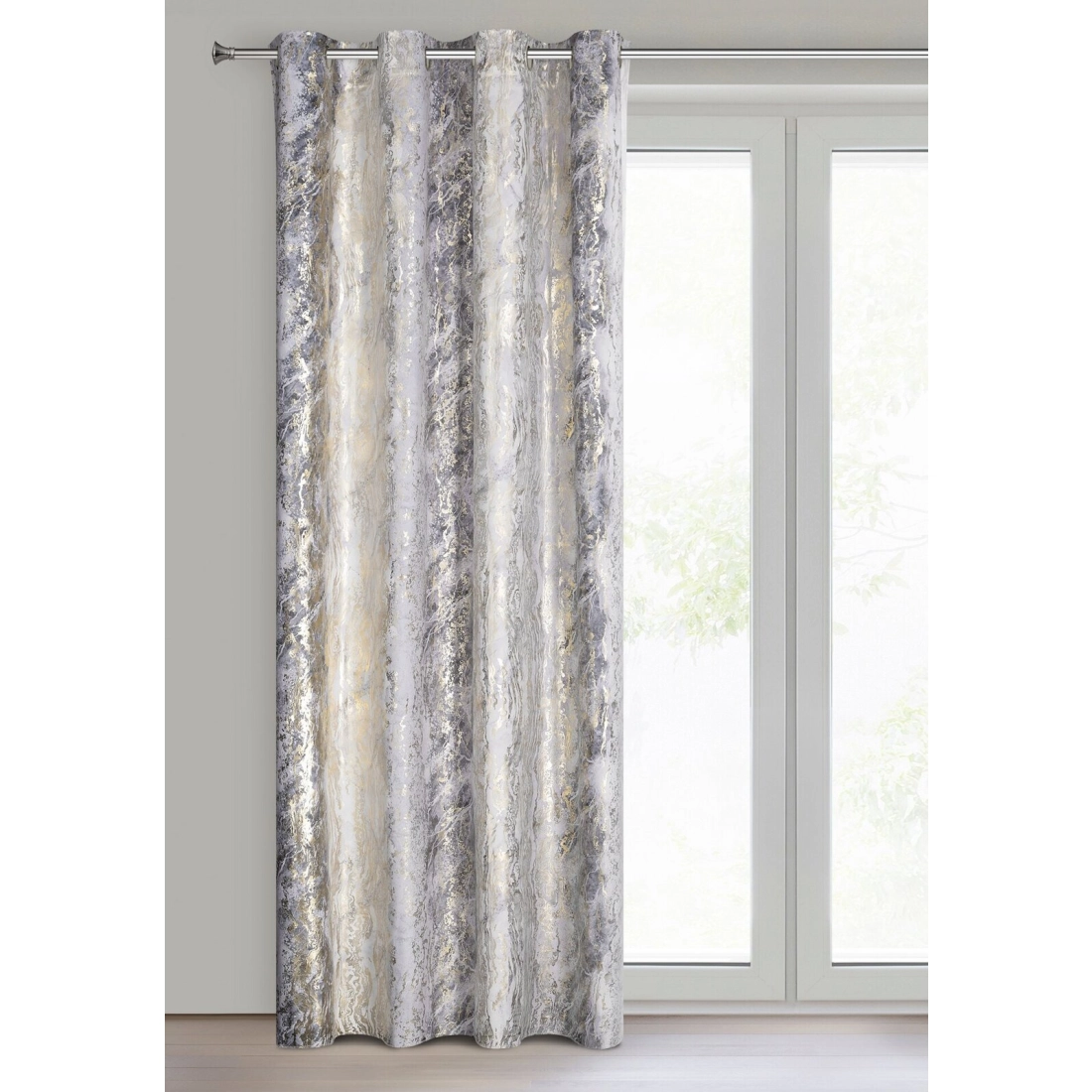 Záves 135x250 cm zamatový strieborný šampanský na kovové krúžky SOFI