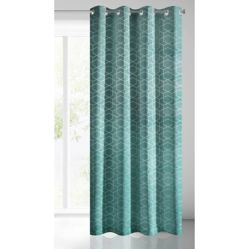 Záves 135x250 cm zamatový tyrkysový strieborný na kovové krúžky MANDI