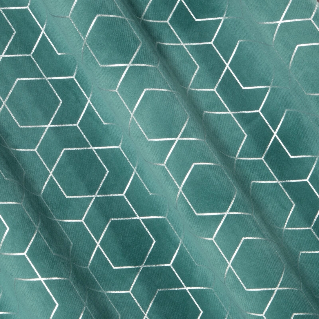 Záves 135x250 cm zamatový tyrkysový strieborný na kovové krúžky MANDI