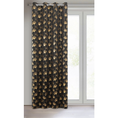 Záves 135x250 cm zatemňovací čierno-zlatý na kovové krúžky CLARA