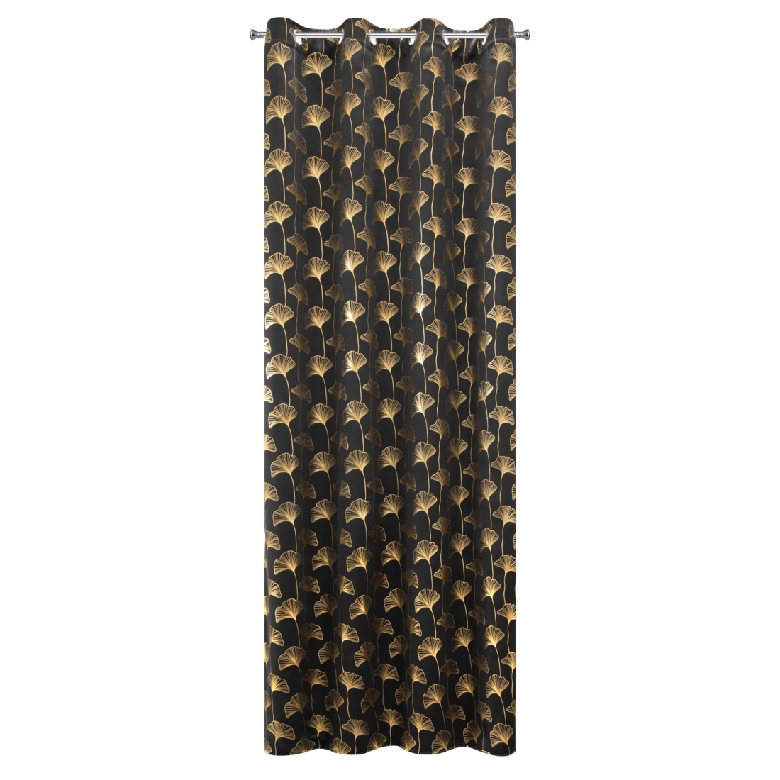 Záves 135x250 cm zatemňovací čierno-zlatý na kovové krúžky CLARA