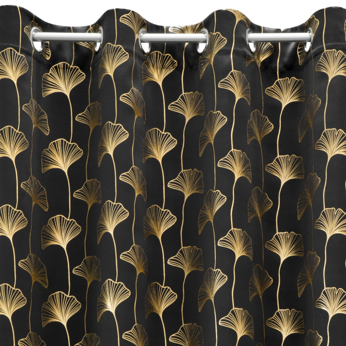 Záves 135x250 cm zatemňovací čierno-zlatý na kovové krúžky CLARA
